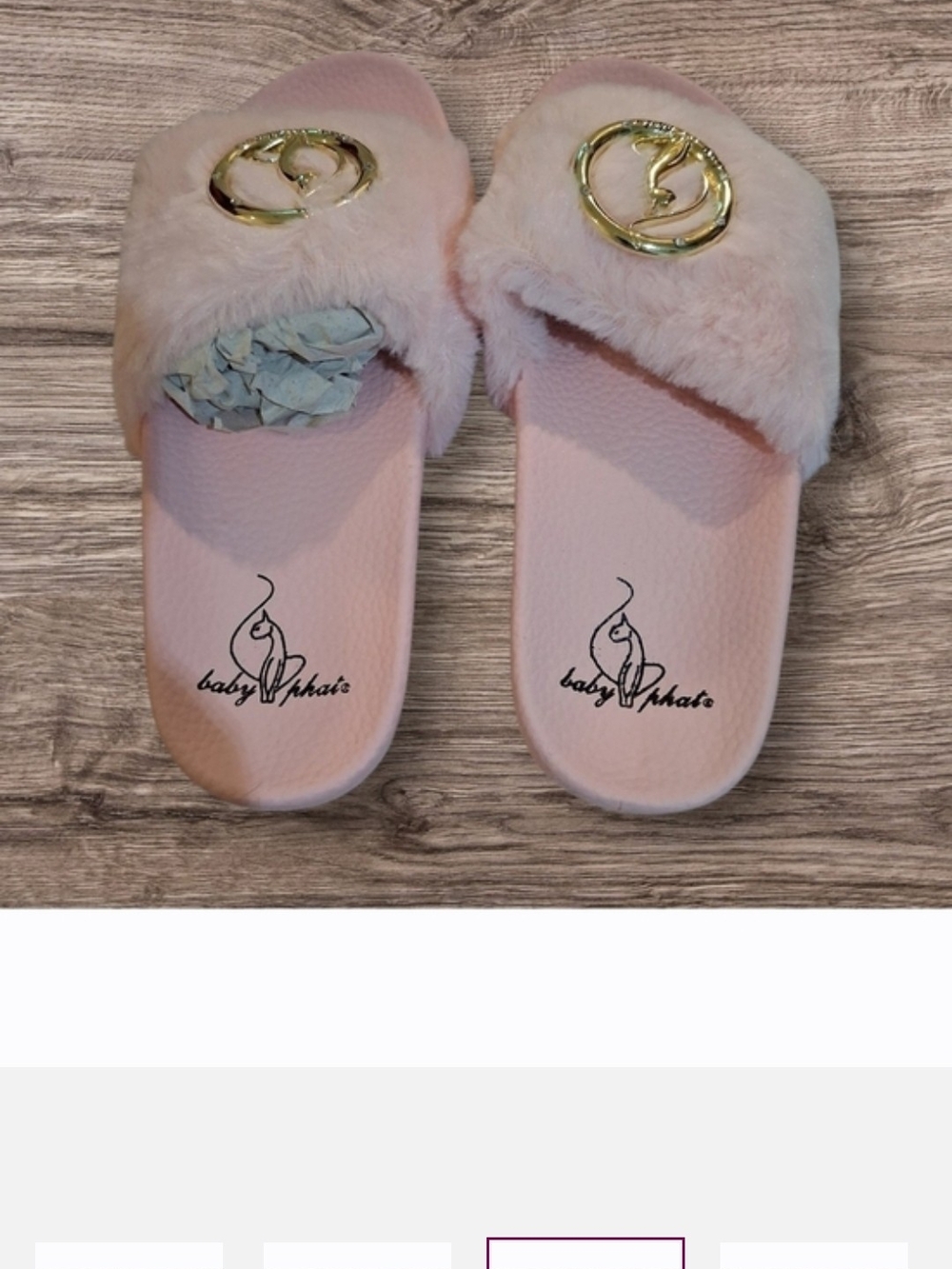 Baby Phat Blush Pink Faux Fur Logo Slide Sandals - Picture 3 of 4